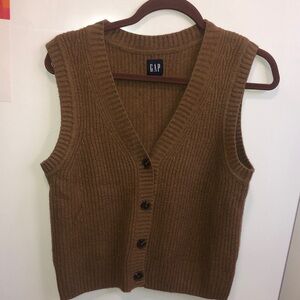 GAP Brown Knit Button-Up Vest